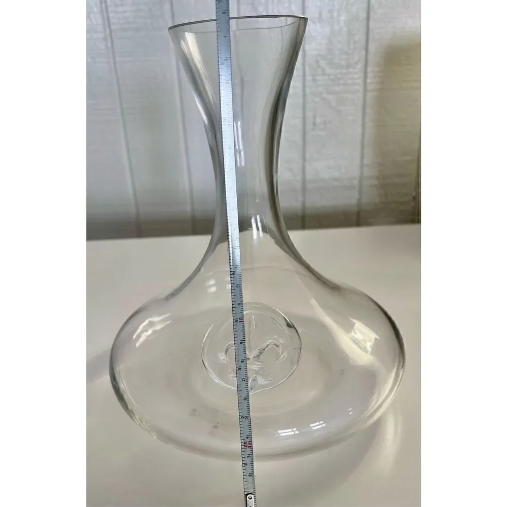 Unique Shannon Glass Wine Decanter with Embossed Fleur de Lis Ensignia